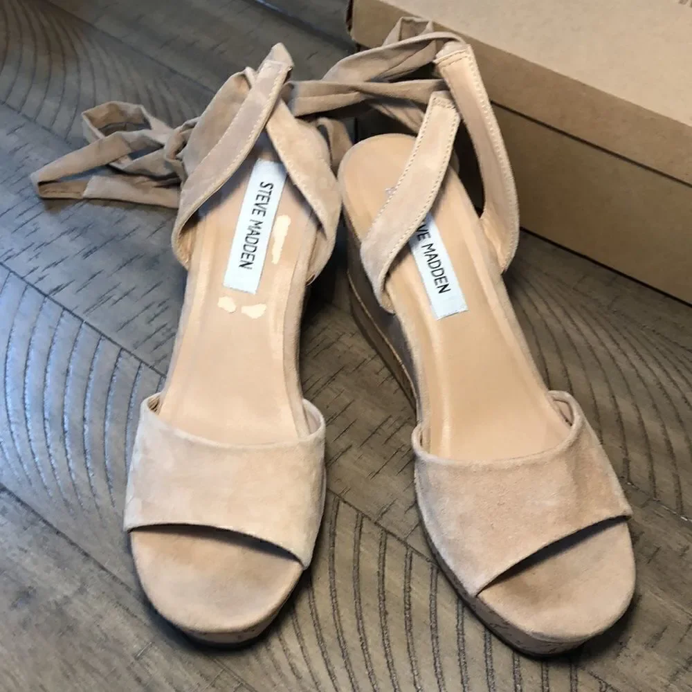 Steve Madden Cork Platform Tieups for summer and vacation Comfy & Sturdy In Box